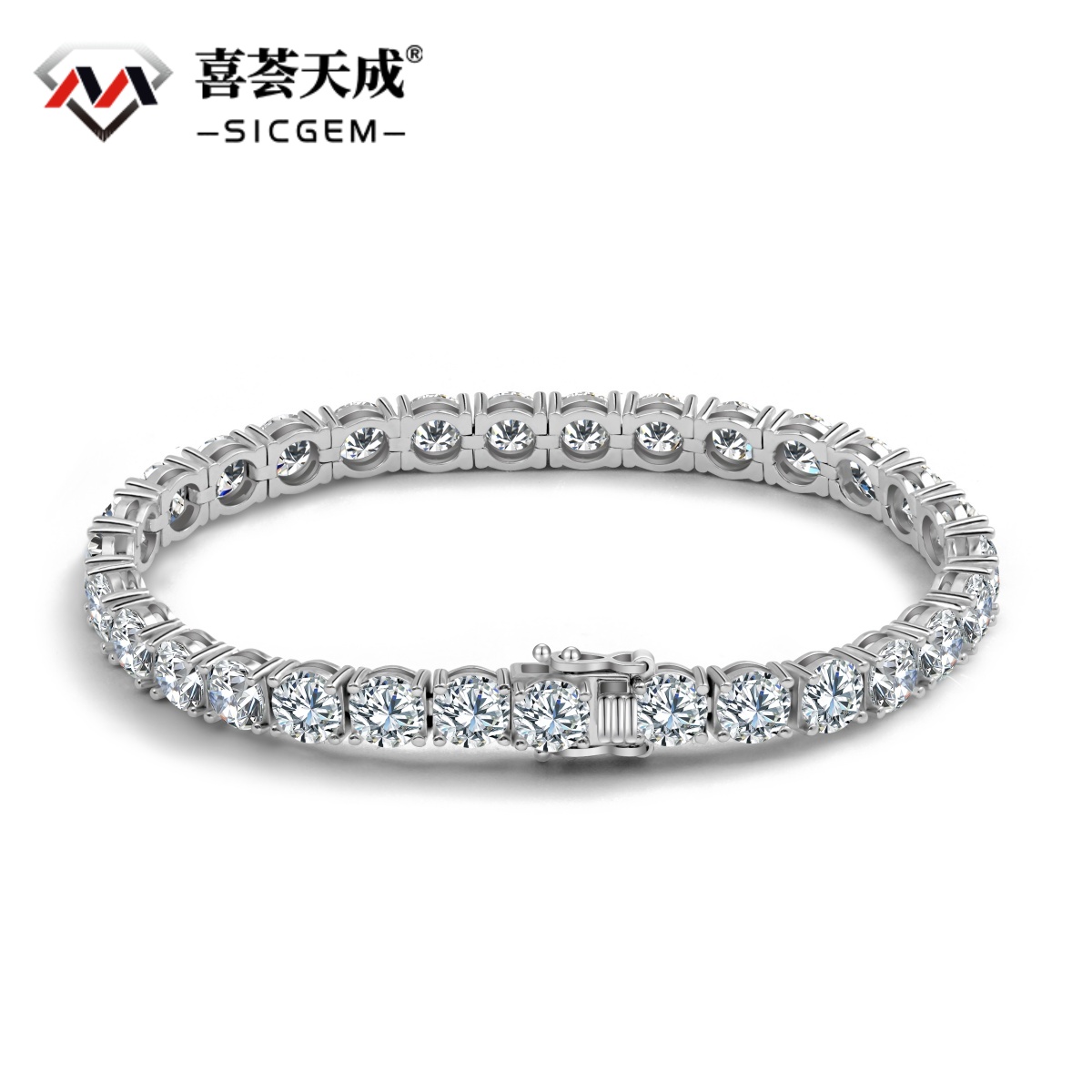 6.5MM Synthetic Moissanite Tennis Bracelet S925