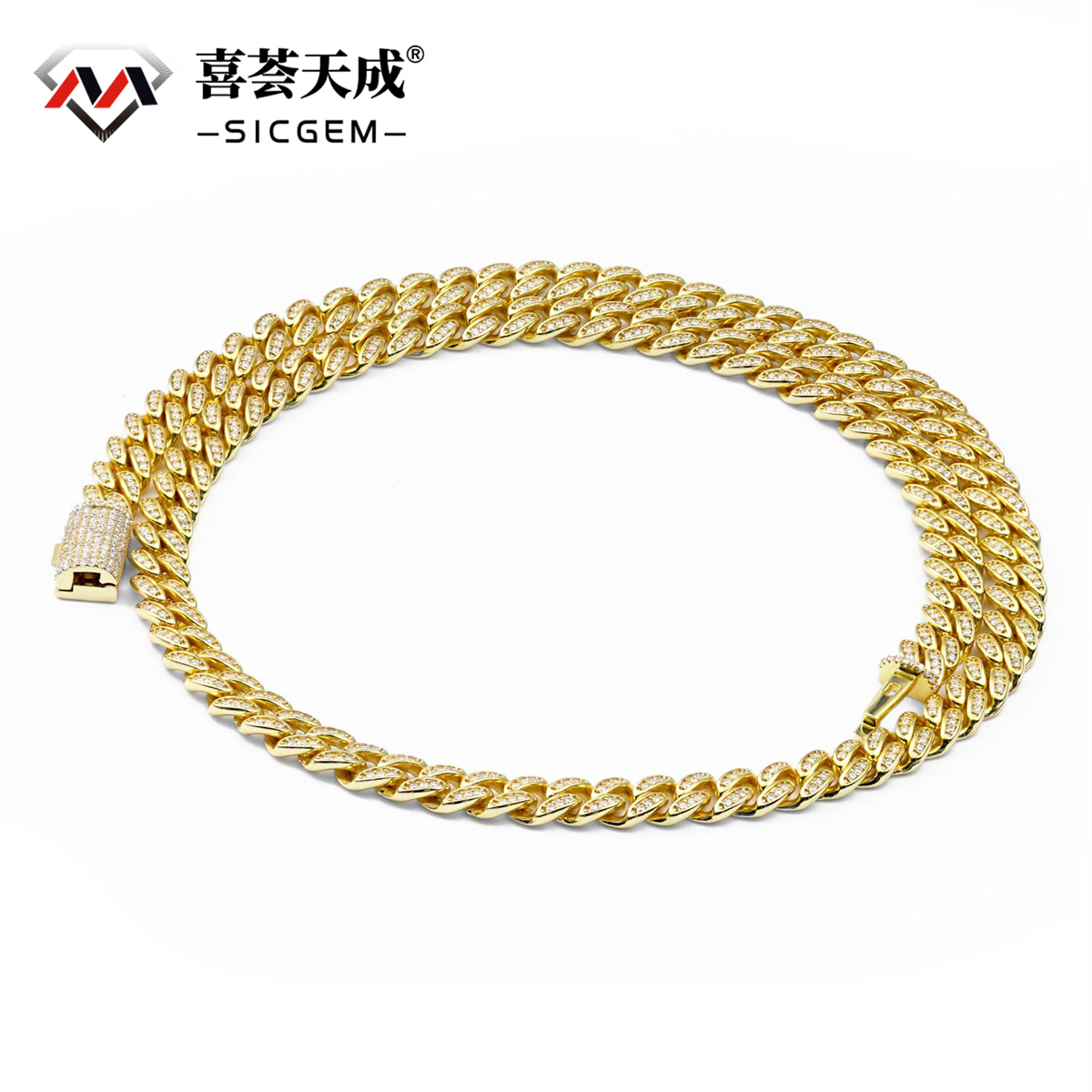 02style S925 VVS Synthetic Moissanite Hip Hop Unisex Cuban Link Necklace Chain