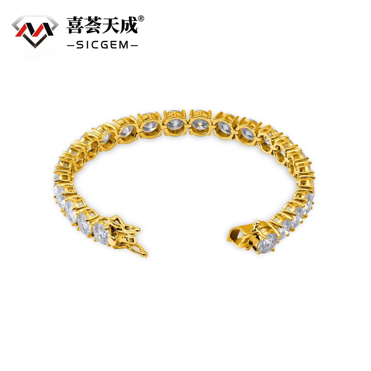 S925 Silver Hip Hop Synthetic Moissanite Tennis Chain