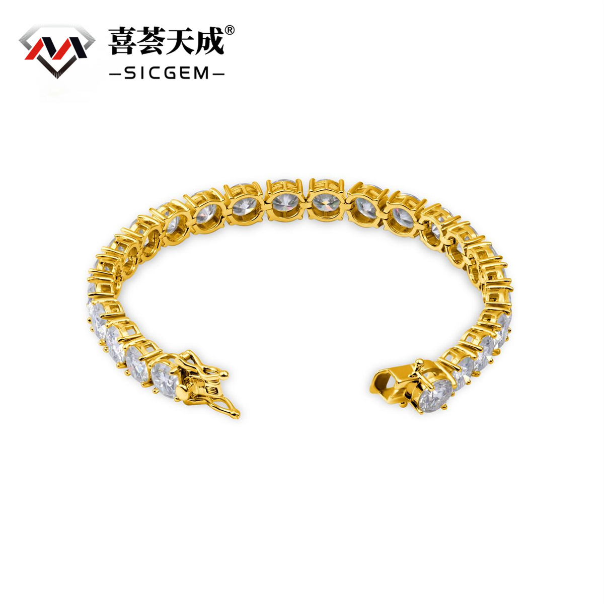 S925 Silver Hip Hop Synthetic Moissanite Tennis Chain