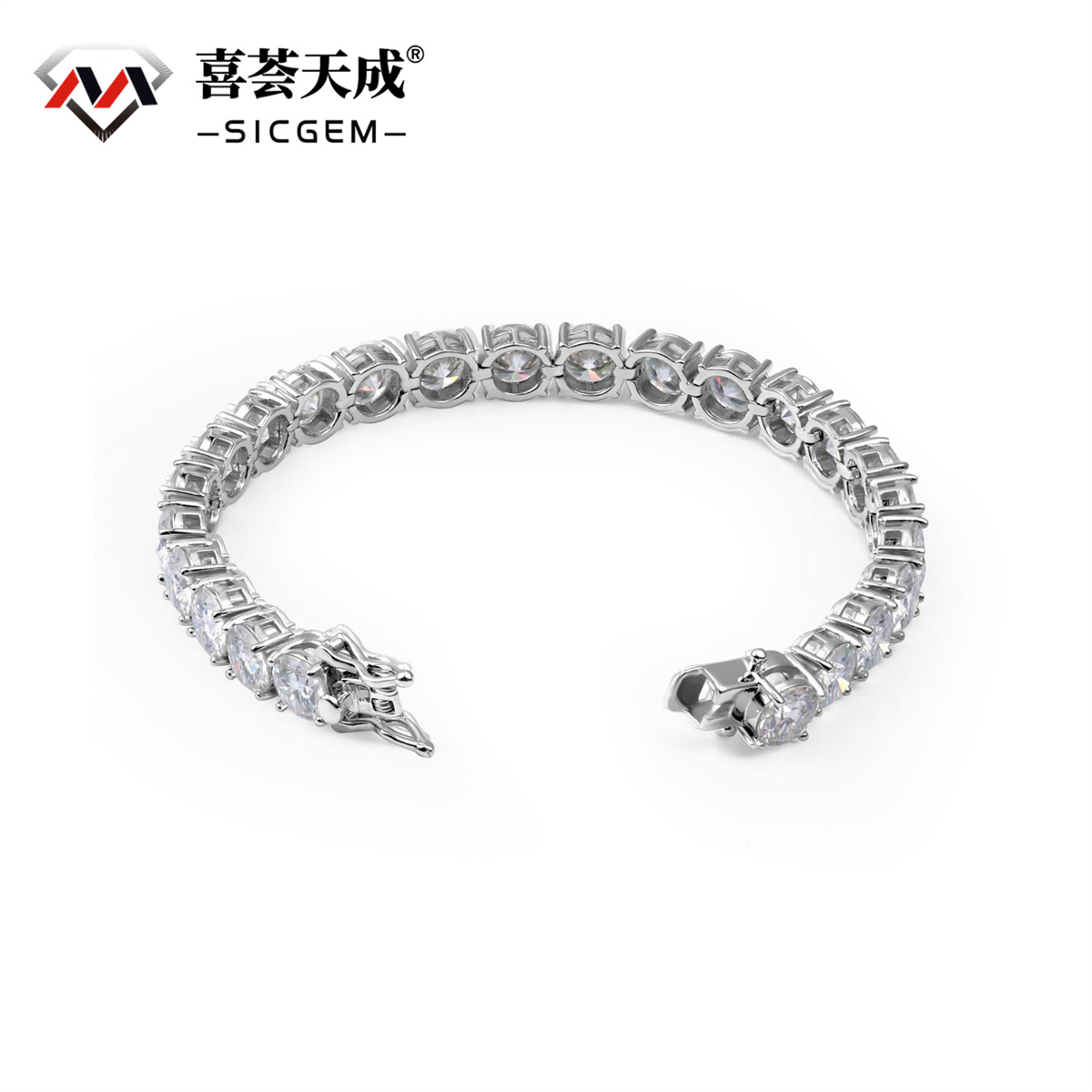 S925 Silver Hip Hop Synthetic Moissanite Tennis Chain