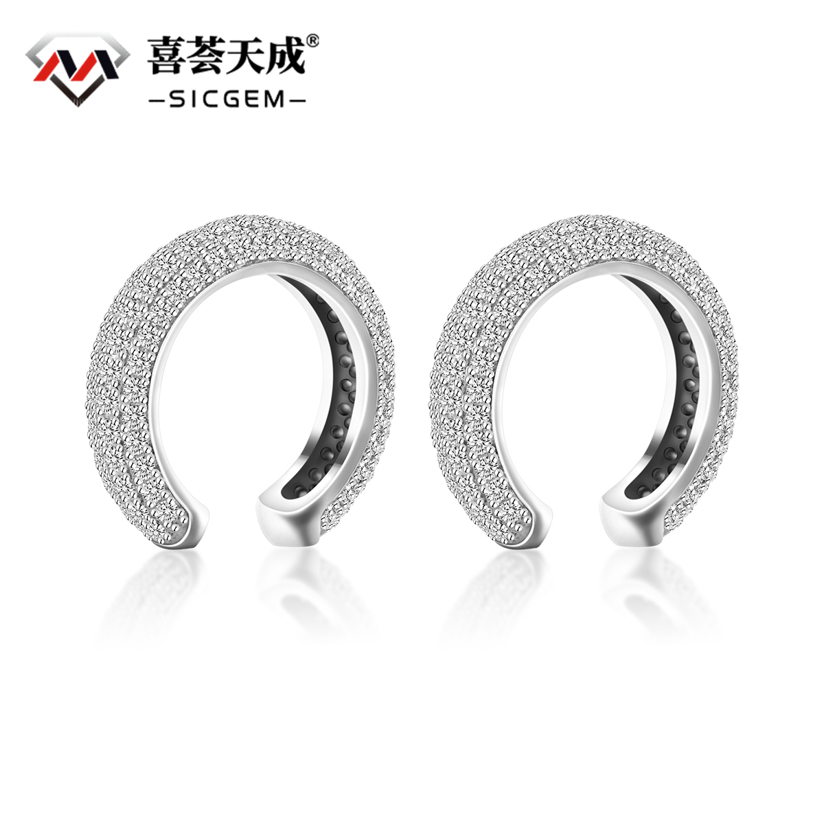 Sparkling Round Huggies Ear Cuffs S925 Synthetic Moissanite Unisex Earrings