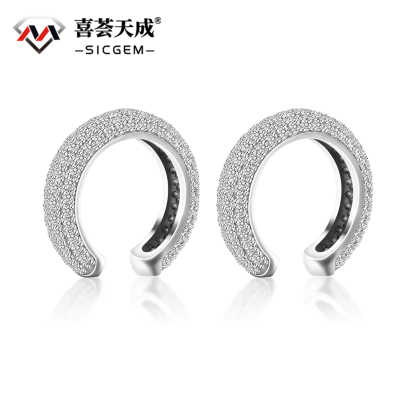 Sparkling Round Huggies Ear Cuffs S925 Synthetic Moissanite Unisex Earrings