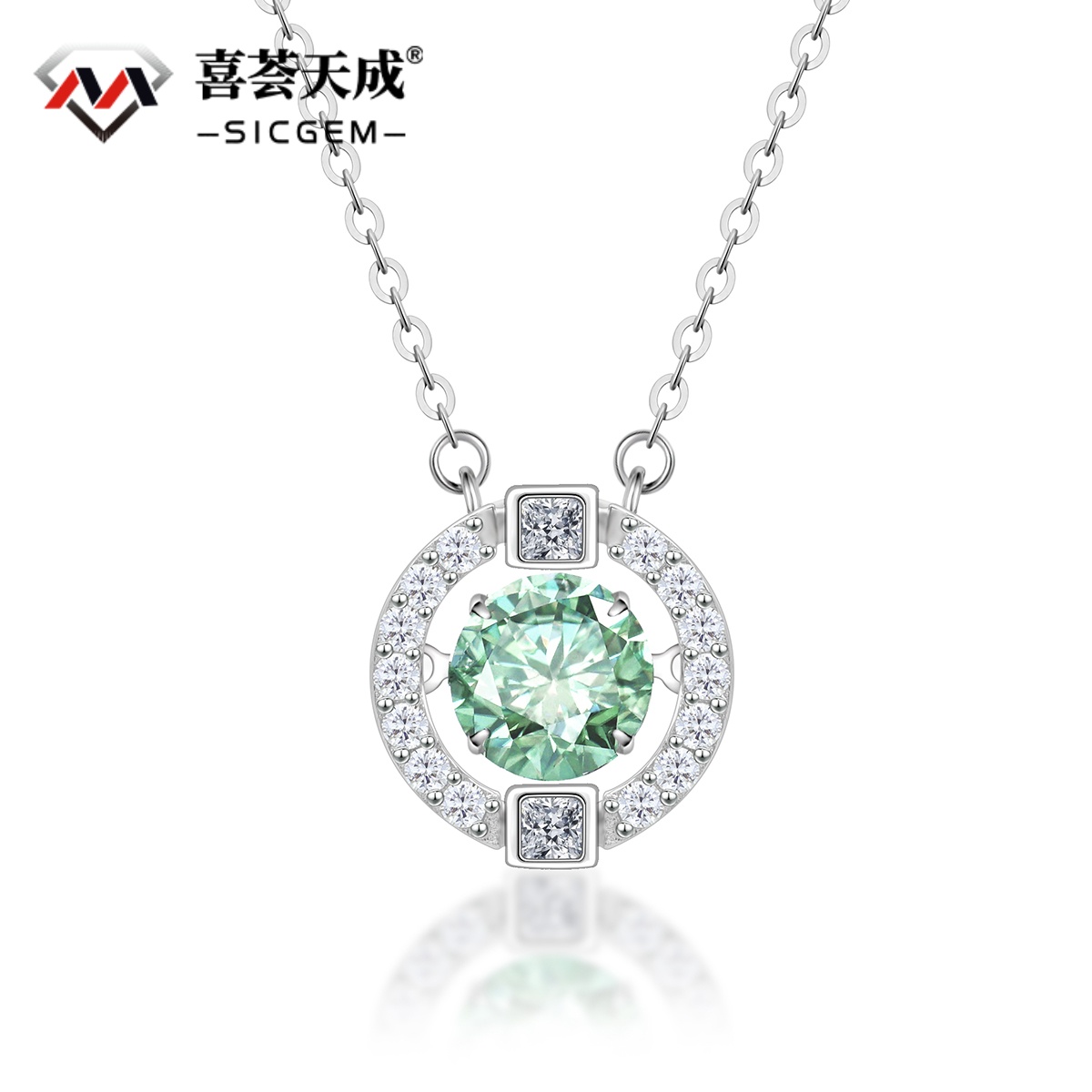 S925 1ct Round Synthetic Moissanite Flickering Halo Pendant Necklace Birthday Mother's Day Gifts