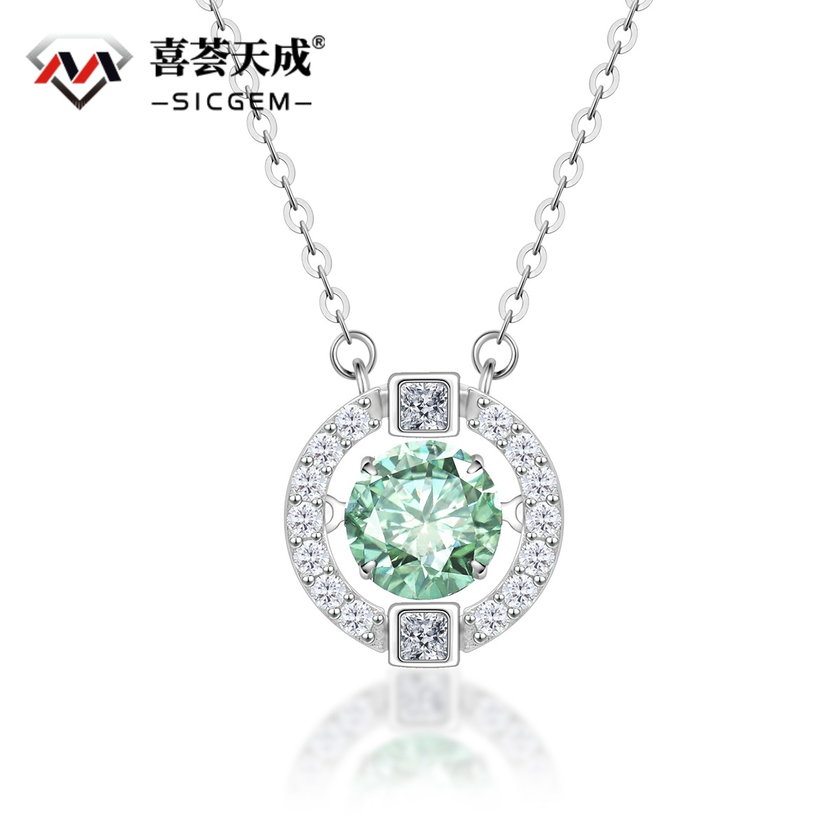 S925 1ct Round Synthetic Moissanite Flickering Halo Pendant Necklace Birthday Mother's Day Gifts
