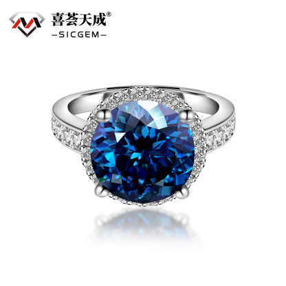 Hundreds Faces Round Synthetic Moissanite Halo Ring In 925 Sterling Silver