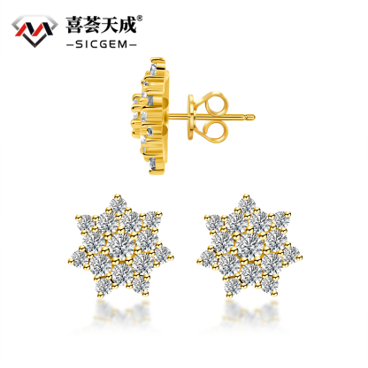 S925 Round Synthetic Moissanite Dazzling Star Cluster Studs Earrings Birthday Anniversary Gift Mother's Day Gifts for Men Women
