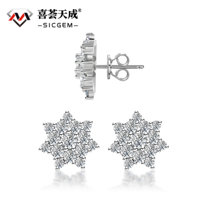 S925 Round Synthetic Moissanite Dazzling Star Cluster Studs Earrings Birthday Anniversary Gift Mother's Day Gifts for Men Women