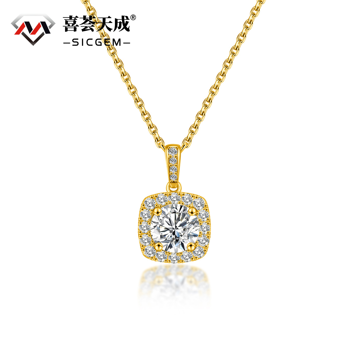 S925 1CT ROUND SYNTHETIC MOISSANITE ROMANTIC NECKLACE PENDANT GIFT FOR WOMEN