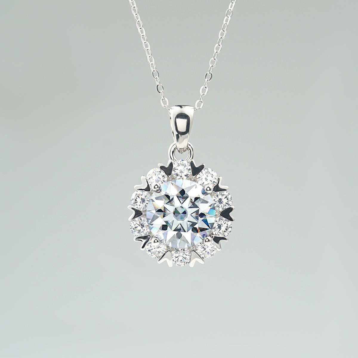 5ct Synthetic Moissanite Snowflake Pendant Necklace Chain S925