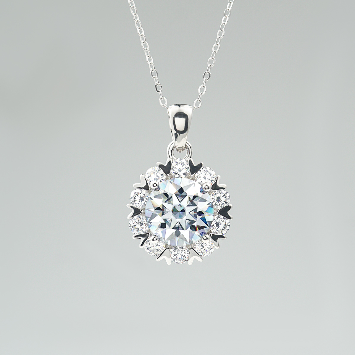 5ct Synthetic Moissanite Snowflake Pendant Necklace Chain S925