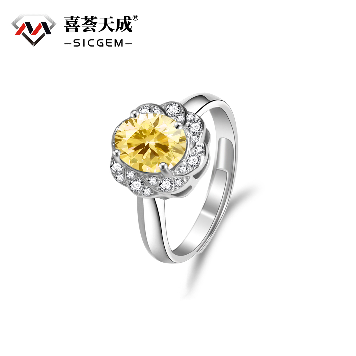 2ct Oval Synthetic Moissanite Delicate Flower Ring S925