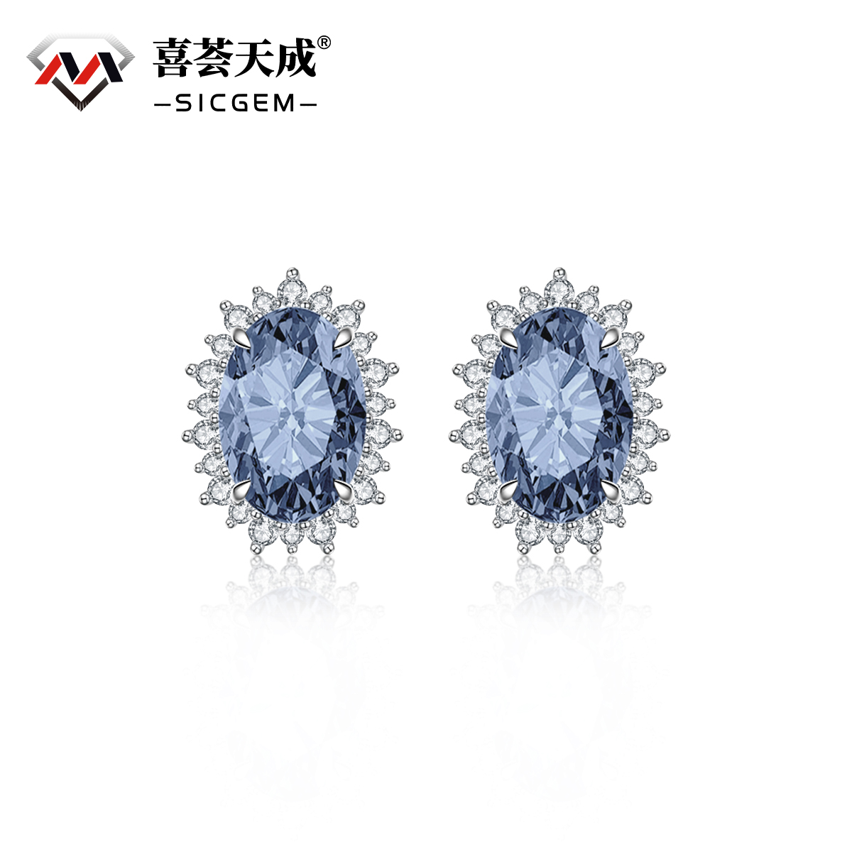 3ct Oval Synthetic Moissanite Sunflower Stud Earrings S925
