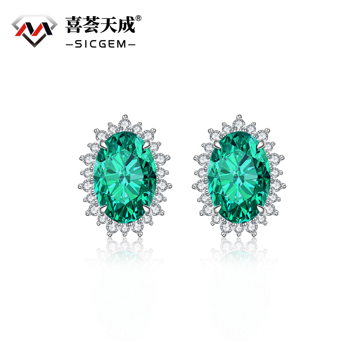 3ct Oval Synthetic Moissanite Sunflower Stud Earrings S925