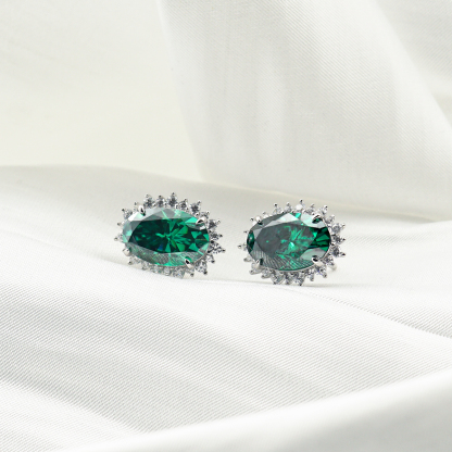 1-3ct Oval Synthetic Moissanite Sunflower Stud Earrings S925