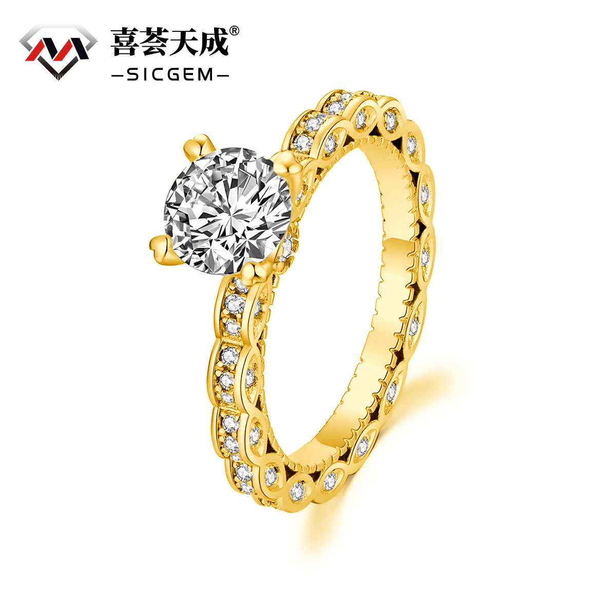 1ct Round Synthetic Moissanite Surprise Engraving Ring S925