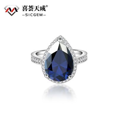 5ct Pear Synthetic Moissanite Halo Ring In 925 Sterling Silver