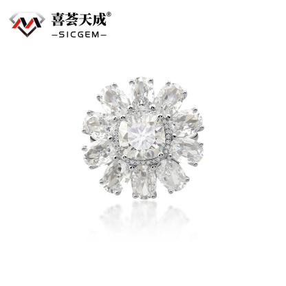 3.5ct Cushion Synthetic Moissanite 24.5mm Cocktail Ring In 925 Sterling Silver