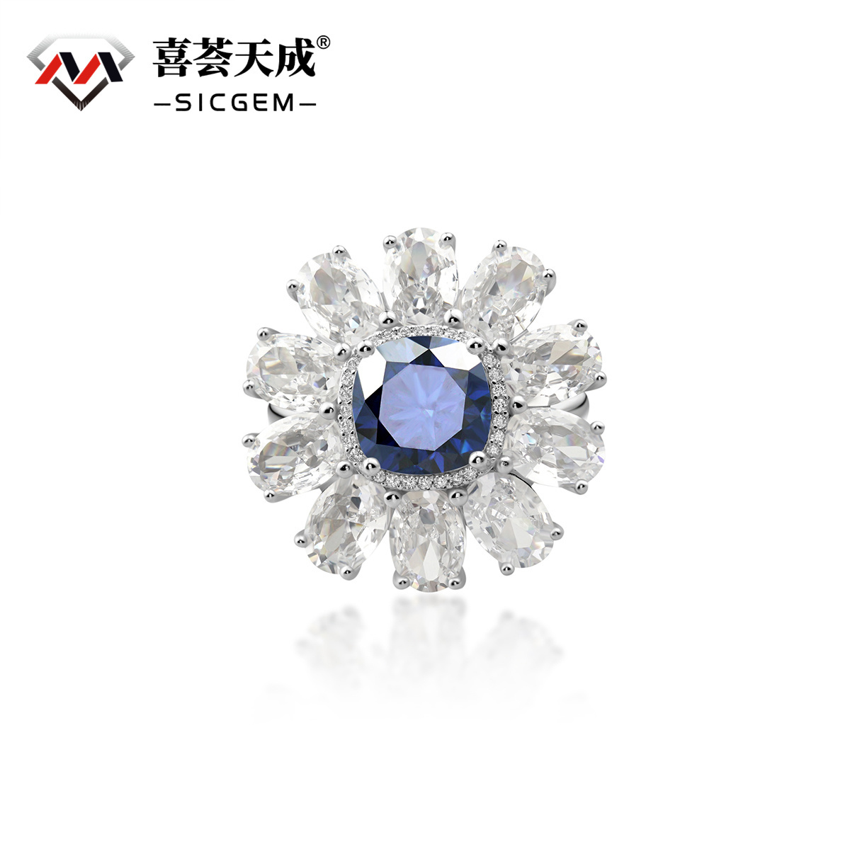 3.5ct Cushion Synthetic Moissanite 24.5mm Cocktail Ring In 925 Sterling Silver