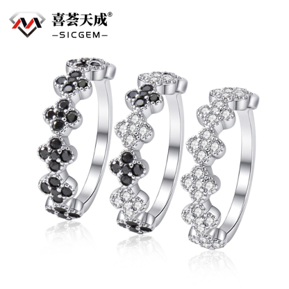 0.6ct Luxury Floral Eternity Band Cluster Ring Synthetic Moissanite Wedding Bands Ring S925 Sterling Silver Moissanite Jewelry