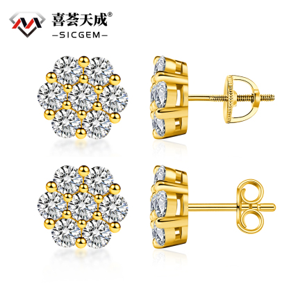 IcyBloom Floral Shine Stud Earrings 925S & VVS Moissanite