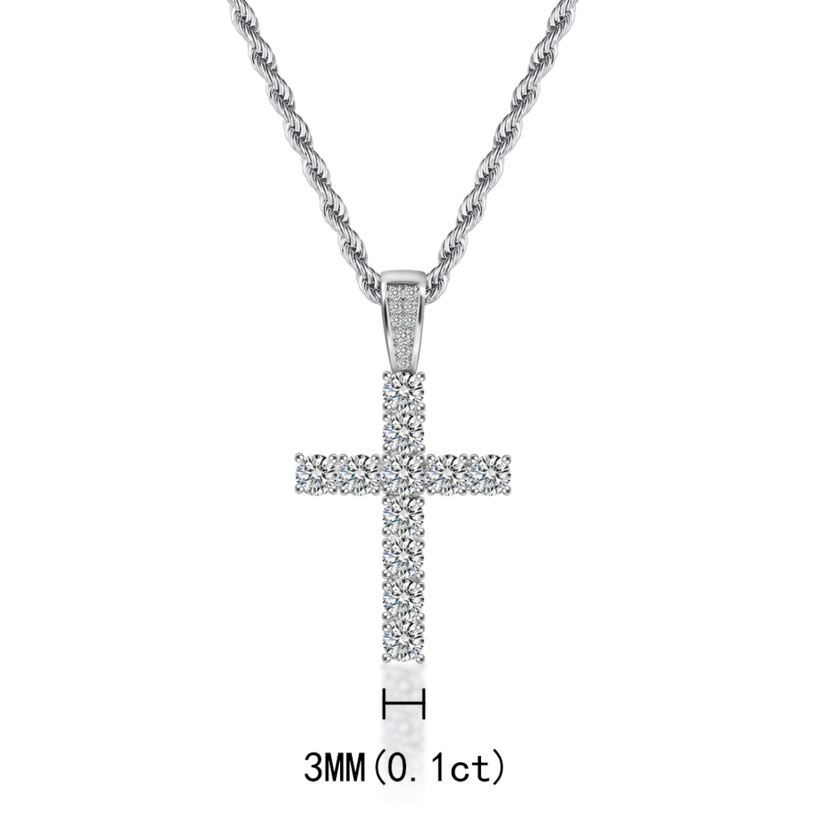 Unisex Classic Cross Pendant Necklace 925S & VVS Moissanite