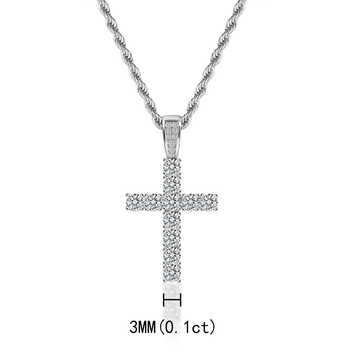 Unisex Classic Cross Pendant Necklace 925S & VVS Moissanite