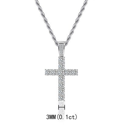 Unisex Classic Cross Pendant Necklace 925S & VVS Moissanite