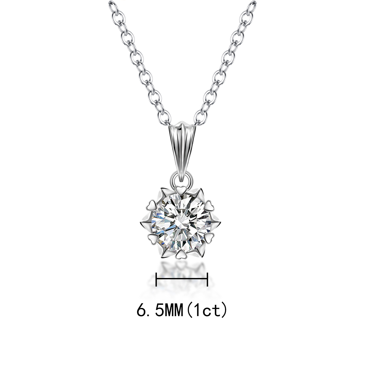 S925 SYNTHETIC MOISSANITE SNOWFLAKE SOLITAIRE PENDANT NECKLACE