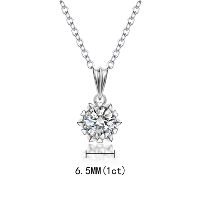 S925 SYNTHETIC MOISSANITE SNOWFLAKE SOLITAIRE PENDANT NECKLACE