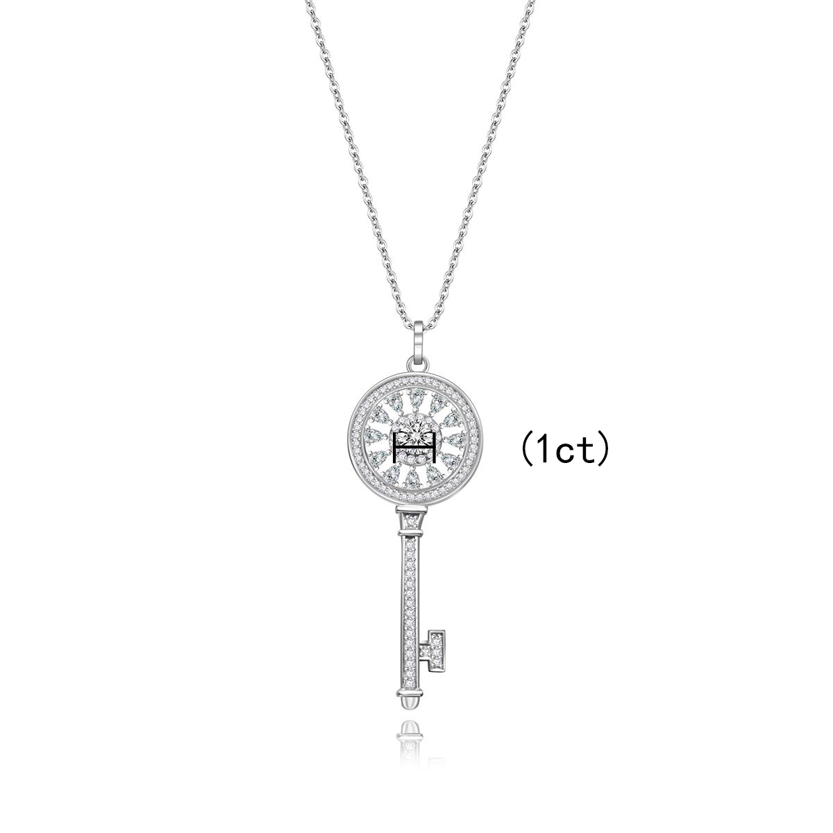 S925 SYNTHETIC MOISSANITE KEY CHARM NECKLACE CHAIN ANNIVERSARY GIFT FOR WOMEN