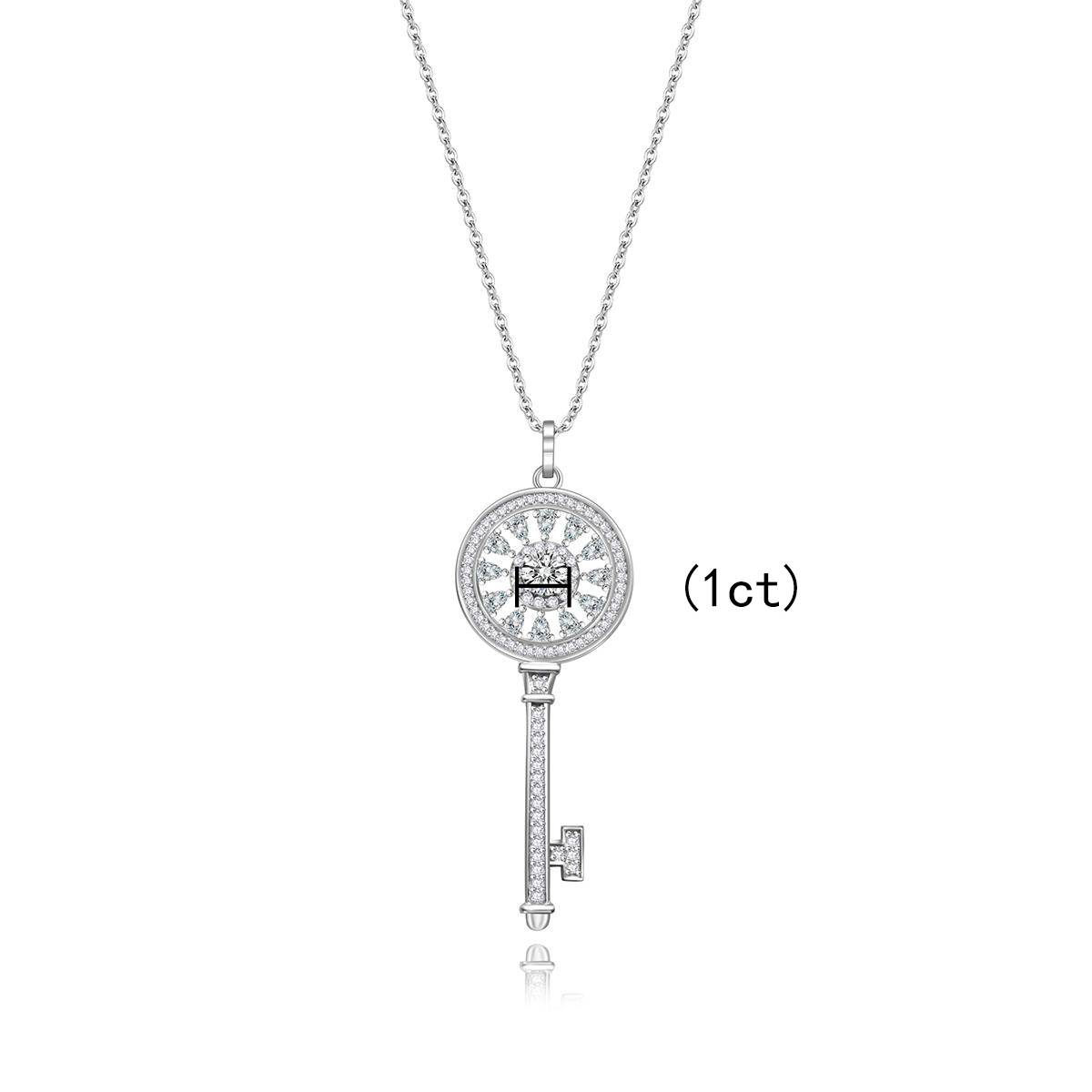 S925 SYNTHETIC MOISSANITE KEY CHARM NECKLACE CHAIN ANNIVERSARY GIFT FOR WOMEN