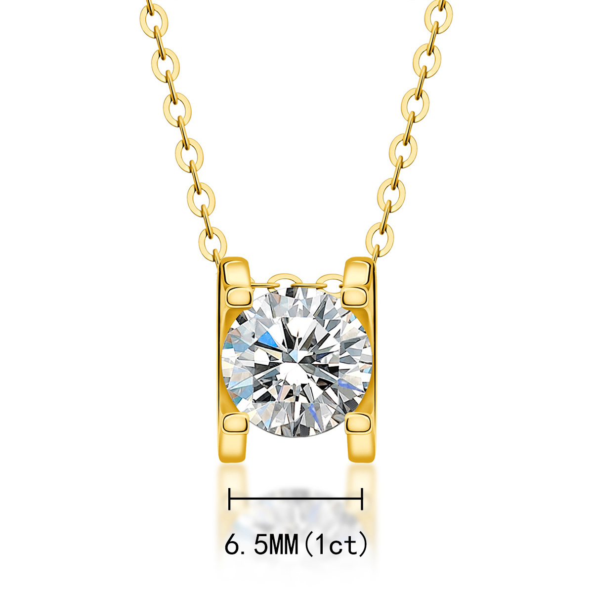 S925 1CT ROUND CUT SYNTHETIC MOISSANITE CLASSIC SOLITAIRE PRONG PENDANT NECKLACE
