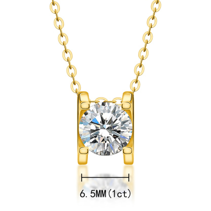 S925 1CT ROUND CUT SYNTHETIC MOISSANITE CLASSIC SOLITAIRE PRONG PENDANT NECKLACE