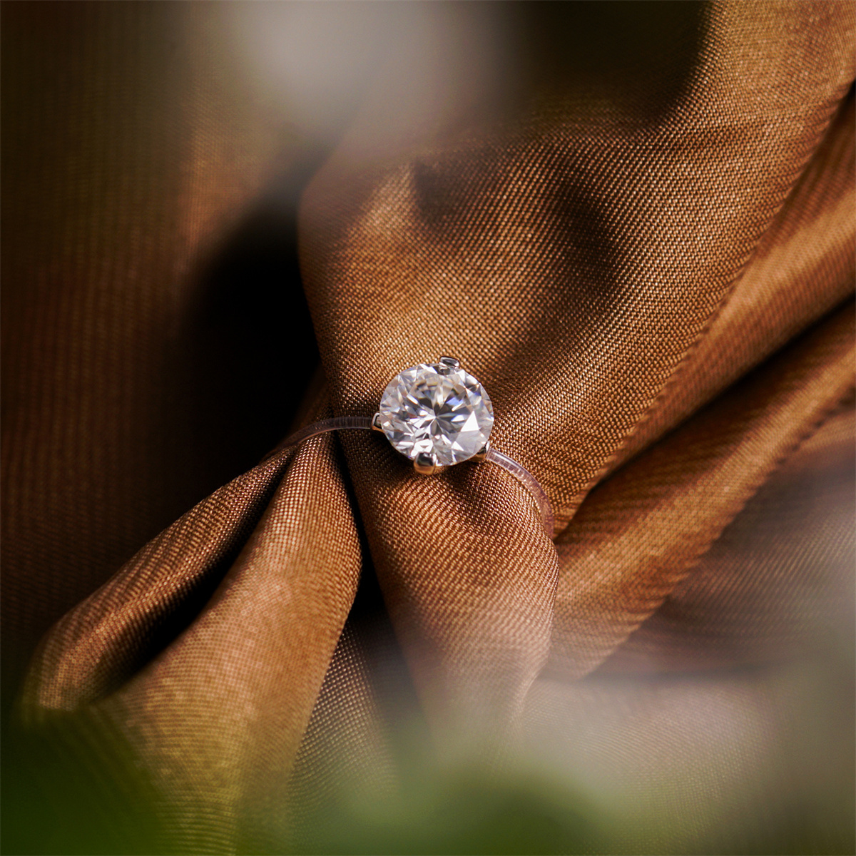 1-2ct Round Synthetic Moissanite Fising Line Ring S925