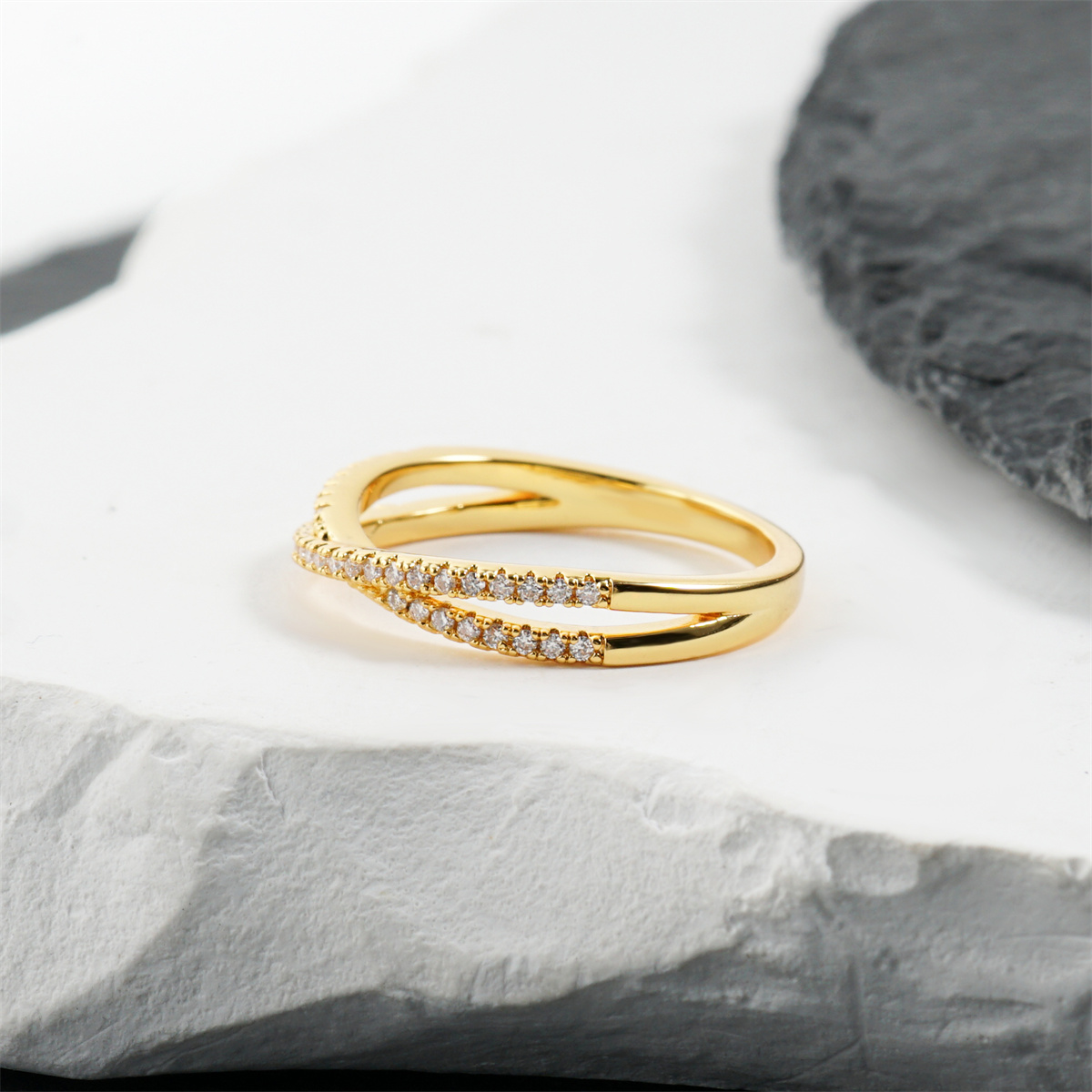 Crossover Ring Engagement Wedding Ring Band Synthetic Moissanite S925/Copper X Ring Criss Cross Ring Twisted Band Jewelry