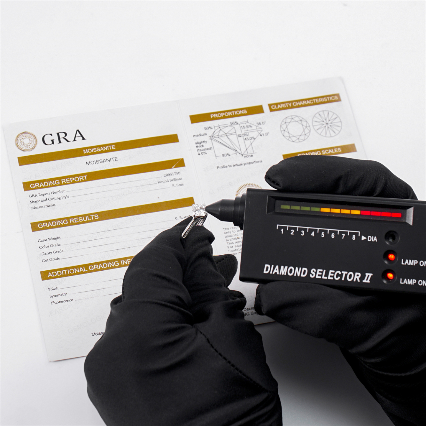 Delzzad Shining Adjustable Four-Leaf Clover Ring Lab-Created Moissanite Engagement Ring S925 Sterling Silver Moissanite Jewelry Perfect Gift