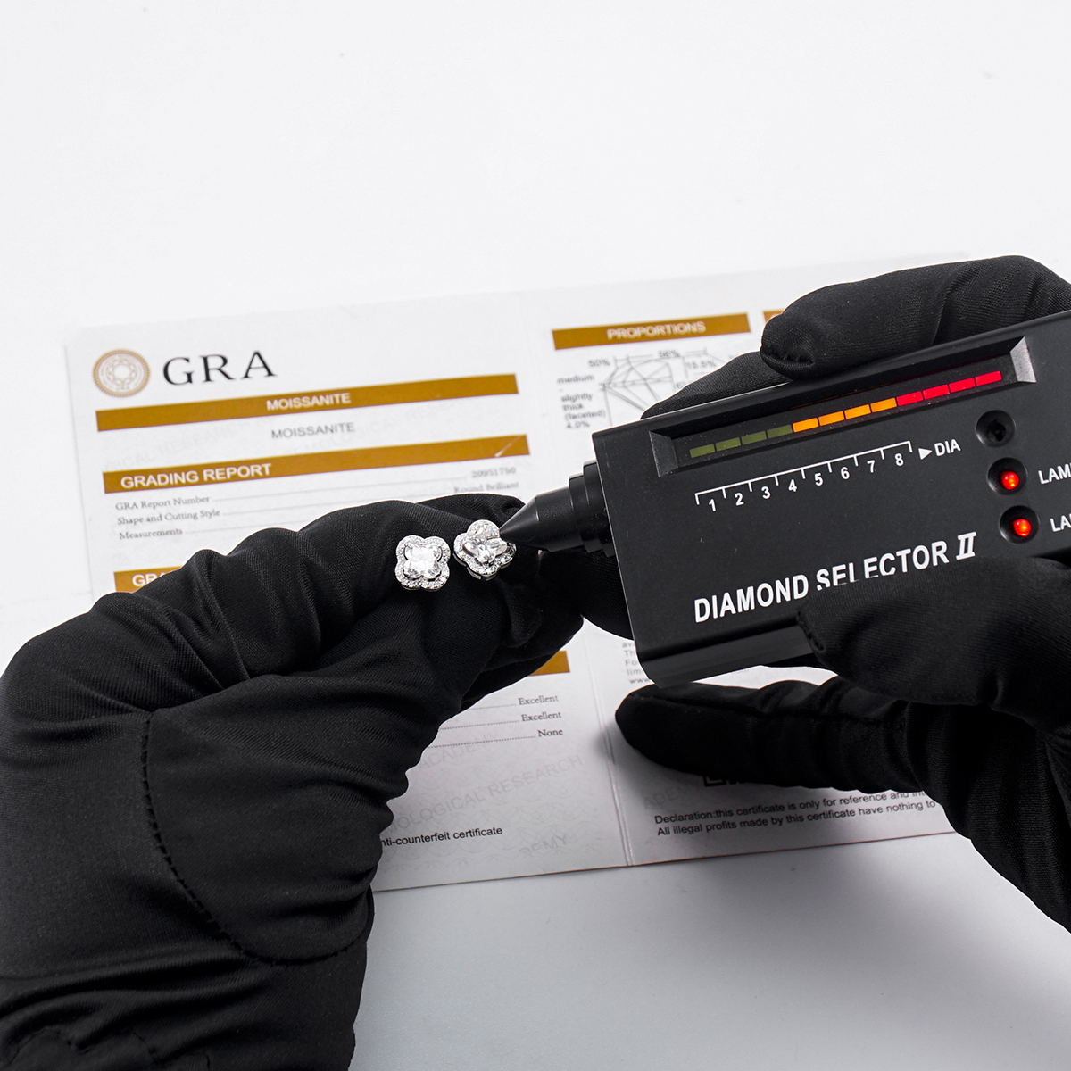 Delzzad Sparkling Iced-Out Clover Earrings Lab-Created Moissanite Stud Earring S925 Sterling Silver Moissanite Jewelry Engagement Wedding Anniversary Perfect Gifts