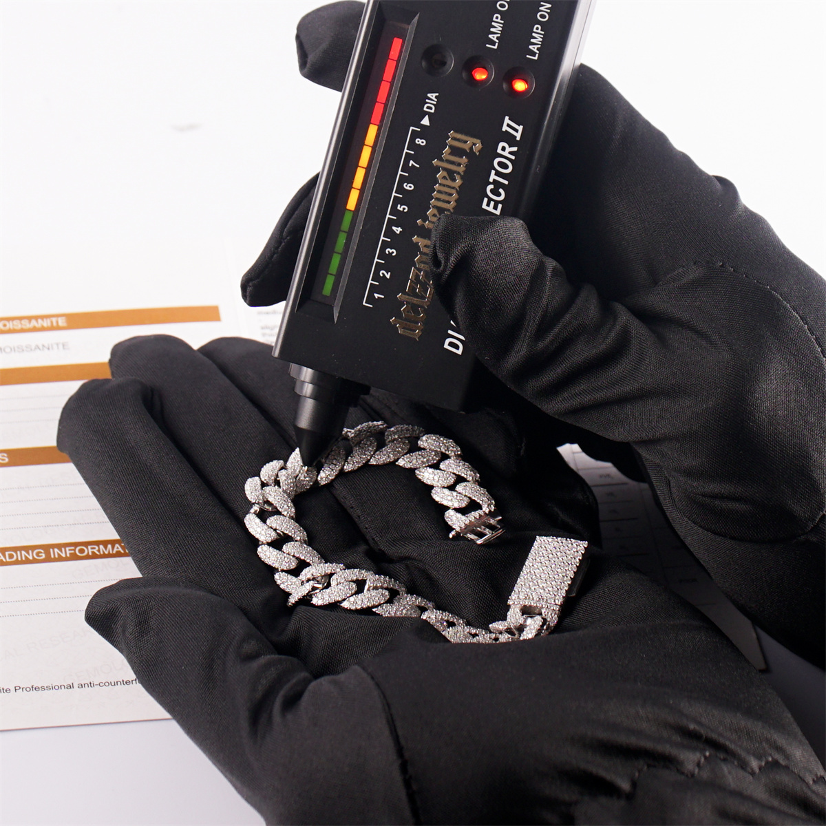 01style S925 VVS Synthetic Moissanite Hip Hop Unisex Cuban Link Bracelet