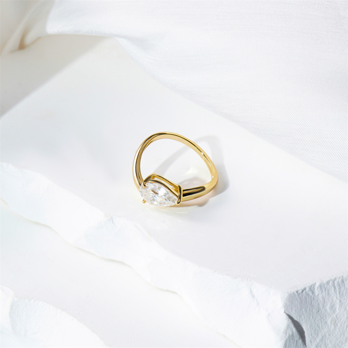 Delzzad Stacking Bling Pear Wave Ring Synthetic Moissanite S925 Eternity Stacking Set Engagement Wedding Ring Band Set Jewelry