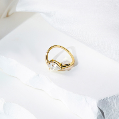 Delzzad Stacking Bling Pear Wave Ring Synthetic Moissanite S925 Eternity Stacking Set Engagement Wedding Ring Band Set Jewelry