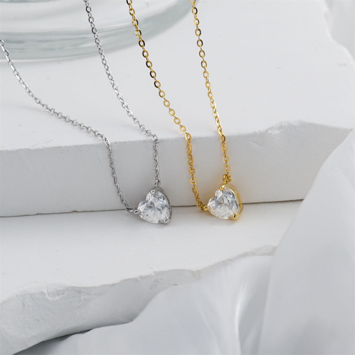 1ct Heart Beating Necklace D Color VVS Synthetic Moissanite S925 Chain