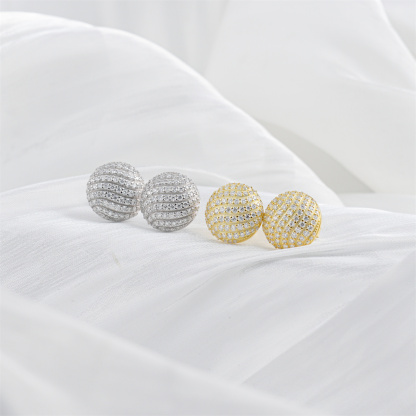 D Color Synthetic Moissanite 1.1ct Round Bling Undular Dome-Shaped Earrings