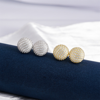 D Color Synthetic Moissanite 1.1ct Round Bling Undular Dome-Shaped Earrings