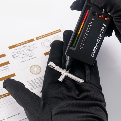 Round Cross Necklace D Color Synthetic Moissanite S925 Unisex Bling Necklace Chain Birthday Anniversary Mother's Day Gift for Men Women