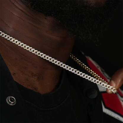 01style S925 VVS Synthetic Moissanite Hip Hop Unisex Cuban Link Necklace Chain