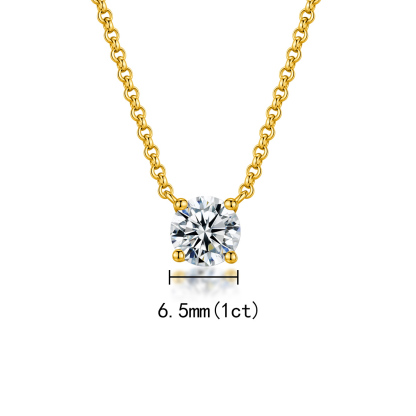 S925 1ct Synthetic Moissanite Classic Round Four Prong Necklace