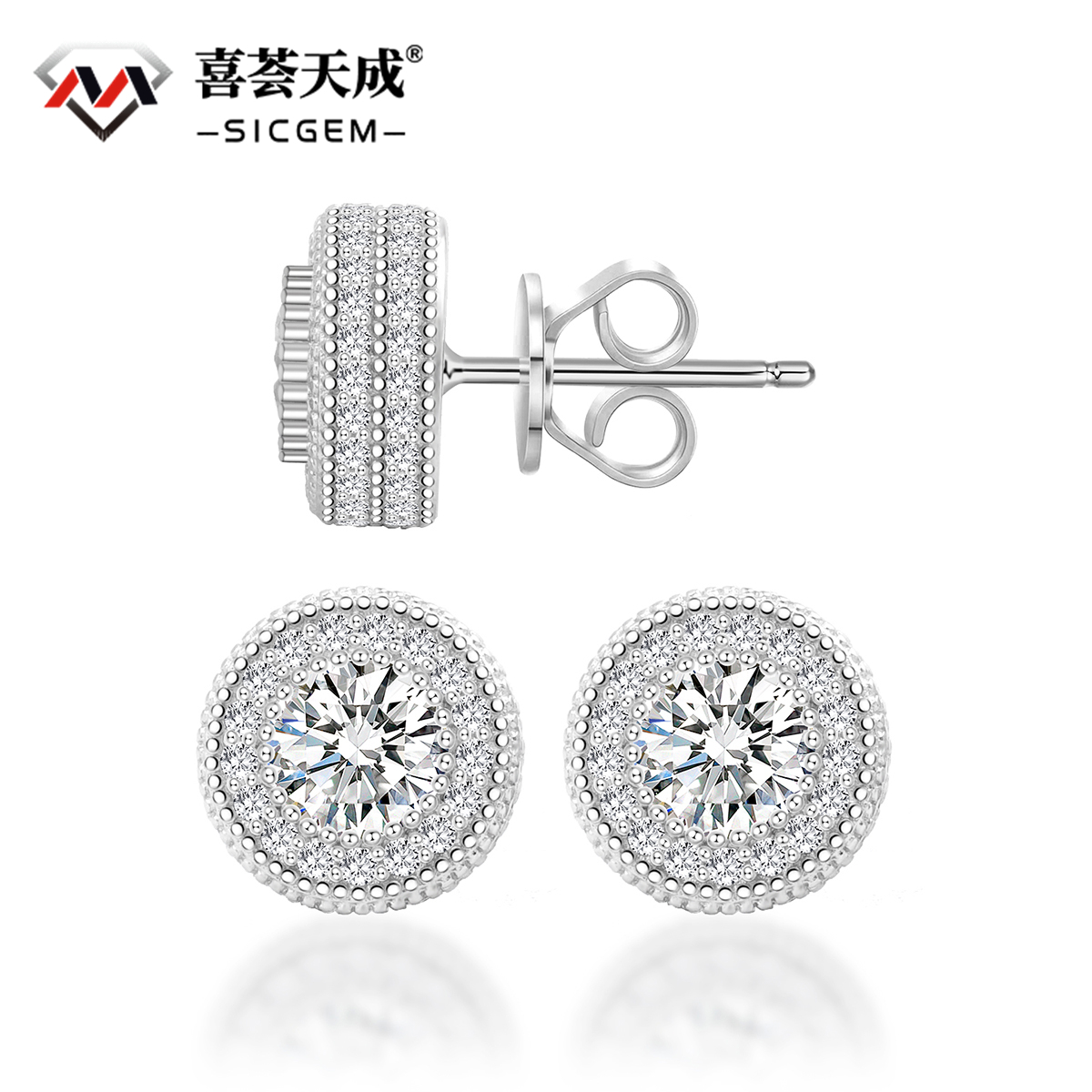 IcePulse Round Bling Stud Earrings 925S & VVS Moissanite