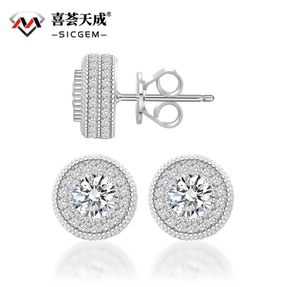 IcePulse Round Bling Stud Earrings 925S & VVS Moissanite