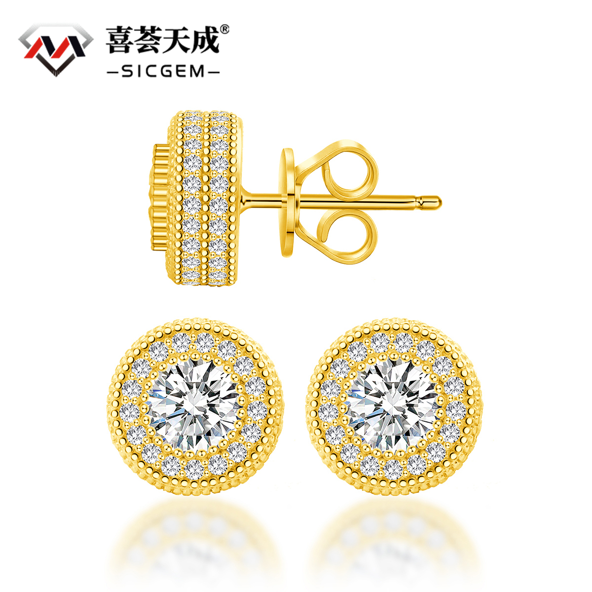 IcePulse Round Bling Stud Earrings 925S & VVS Moissanite